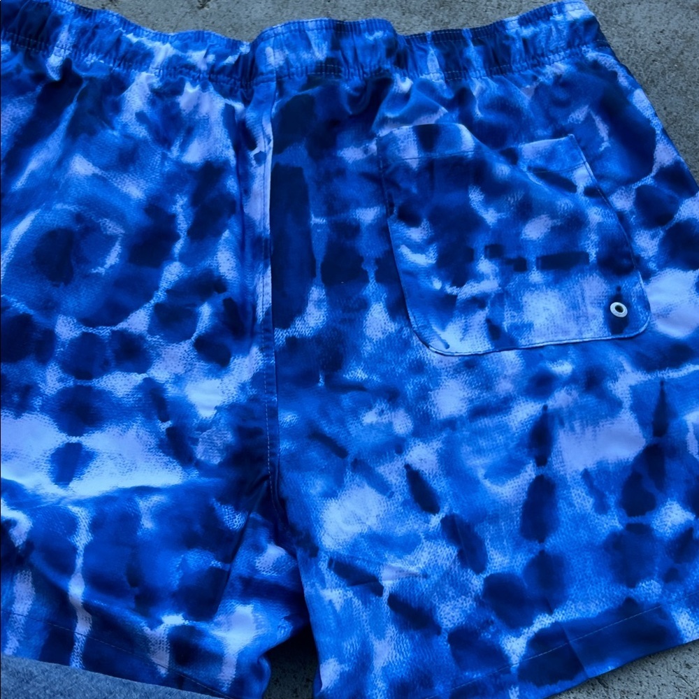 Speedo Men's Tie-Dye Blue Swim Trunks - Picture 7 of 8